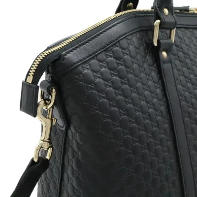 Pre-owned Gucci Microssima Black Micro Gg Leather Shoulder Bag Tote Bag ()