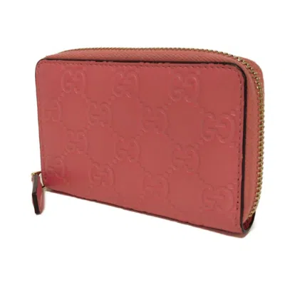 Pre-owned Gucci Pink Gg Leather Coin Purse/coin Case ()