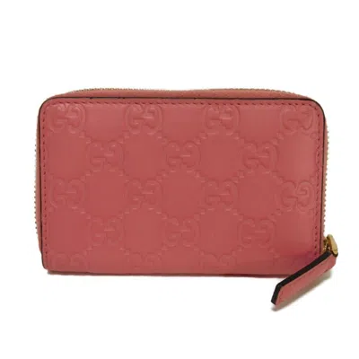 Pre-owned Gucci Pink Gg Leather Coin Purse/coin Case ()