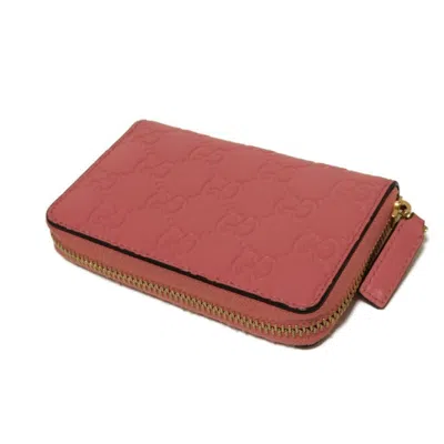 Pre-owned Gucci Pink Gg Leather Coin Purse/coin Case ()