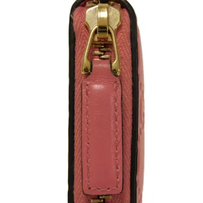 Pre-owned Gucci Pink Gg Leather Coin Purse/coin Case ()