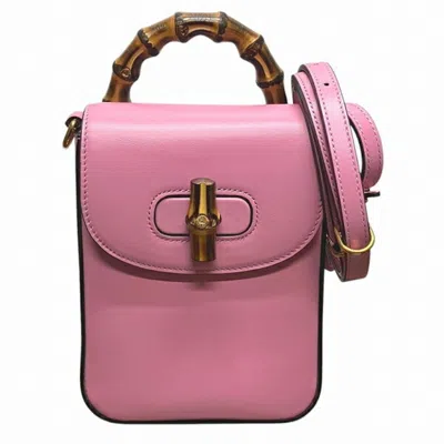 Pre-owned Gucci Pink Leather Backpack Handbag Shoulder Bag ()