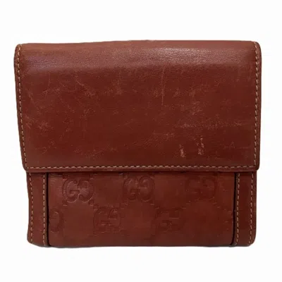 Pre-owned Gucci Red Color Leather Long Wallet (bi-fold) ()