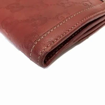 Pre-owned Gucci Red Color Leather Long Wallet (bi-fold) ()
