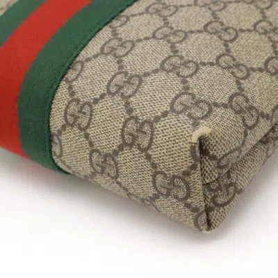 Pre-owned Gucci Sherry Line Beige Black Green Red Color Pvc Leather Shoulder Bag ()