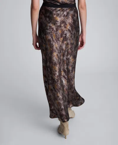 Kenneth Cole Printed Foil Satin Maxi Skirt In Multi