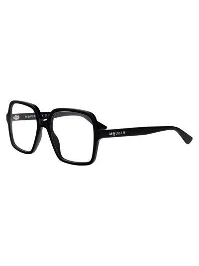 Alexander Mcqueen Black-black-transparent Recycled Acetate Glasses In Black