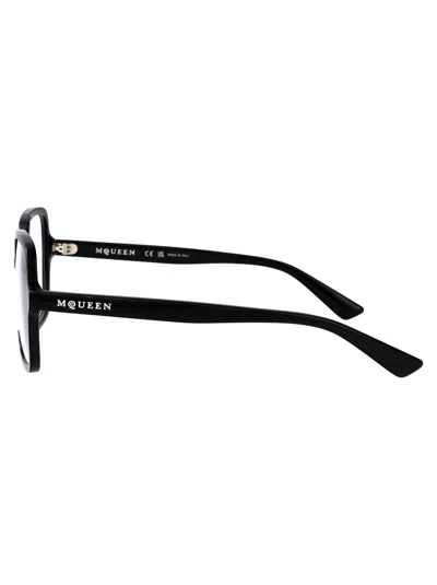 Alexander Mcqueen Black-black-transparent Recycled Acetate Glasses In Black