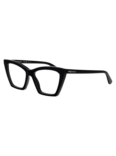 Alexander Mcqueen Black-black-transparent Recycled Acetate Glasses In Black