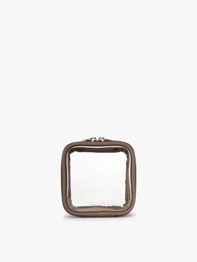 Calpak Tiny Clear Cosmetics Case In Brown