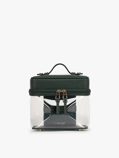 Calpak Clear Train Cosmetic Case Dark Green In Black