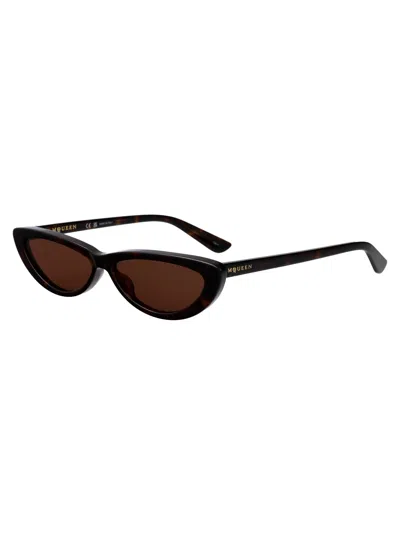Alexander Mcqueen Havana-havana-brown Recycled Acetate Sunglasses In Brown