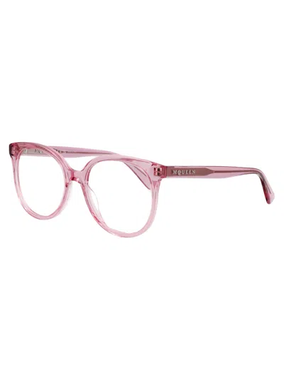 Alexander Mcqueen Pink-pink-transparent Recycled Acetate Glasses In White