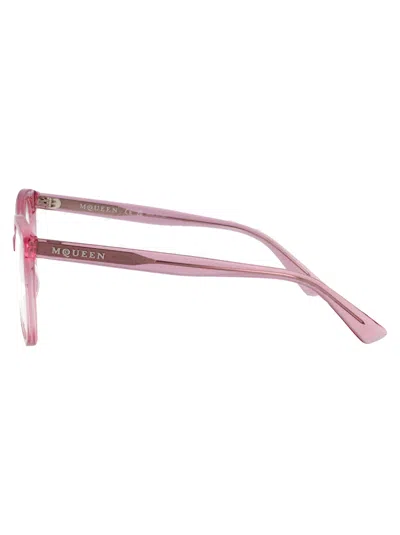 Alexander Mcqueen Pink-pink-transparent Recycled Acetate Glasses In White