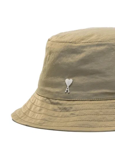 Ami Alexandre Mattiussi Ami Paris Logo Bucket Hat In Brown