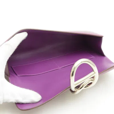 Pre-owned Hermes Anemone Leather Clutch Bag ()