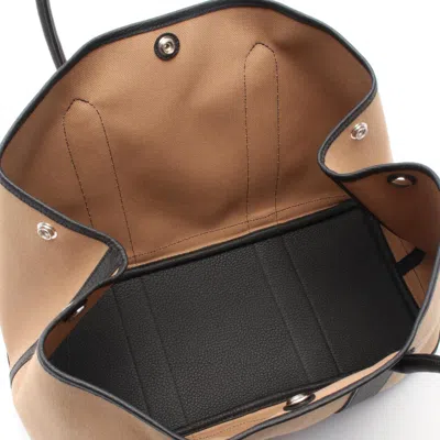 Pre-owned Hermes Black Brown Canvas Leather Tote Bag ()