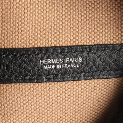 Pre-owned Hermes Black Brown Canvas Leather Tote Bag ()
