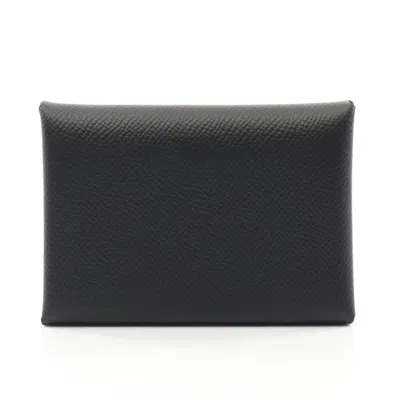 Pre-owned Hermes Black Epsom Leather Leather Coin Purse/coin Case ()