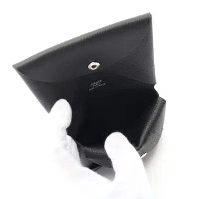 Pre-owned Hermes Black Epsom Leather Leather Coin Purse/coin Case ()