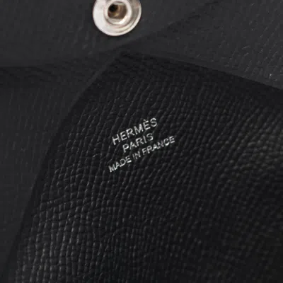 Pre-owned Hermes Black Epsom Leather Leather Coin Purse/coin Case ()