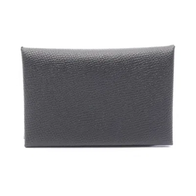 Pre-owned Hermes Black Epsom Leather Leather Coin Purse/coin Case ()