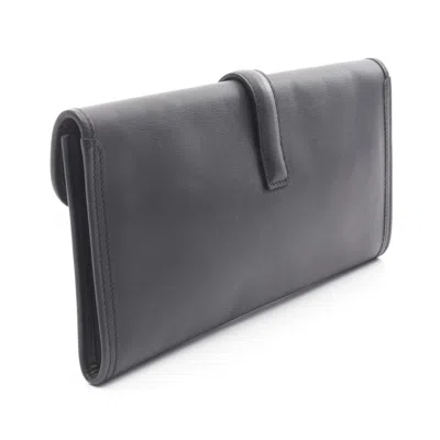 Pre-owned Hermes Black Swift Leather Clutch Bag ()