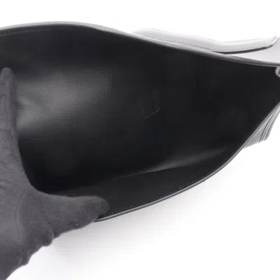 Pre-owned Hermes Black Swift Leather Clutch Bag ()