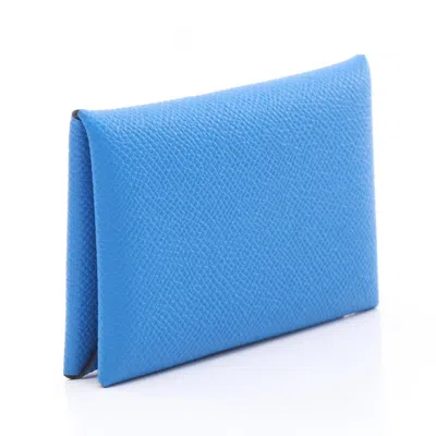 Pre-owned Hermes Blue Epsom Leather Leather Coin Purse/coin Case ()