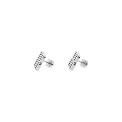 Balenciaga Nano Xs Silver Stud Earrings In Brown