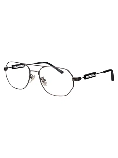 Balenciaga Grey Grey Transparent Metal Glasses In Brown