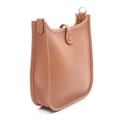 Pre-owned Hermes Evelyne Gold Brown Taurillon Clemence Leather Shoulder Bag ()