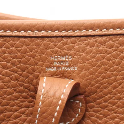 Pre-owned Hermes Evelyne Gold Brown Taurillon Clemence Leather Shoulder Bag ()