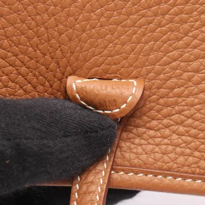 Pre-owned Hermes Evelyne Gold Brown Taurillon Clemence Leather Shoulder Bag ()