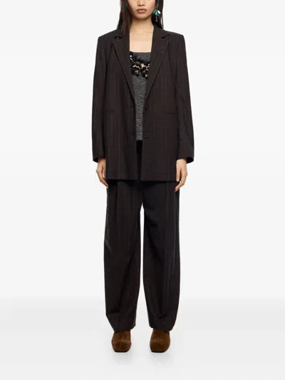 Bimba Y Lola Checked Tailored Jacket In Brown