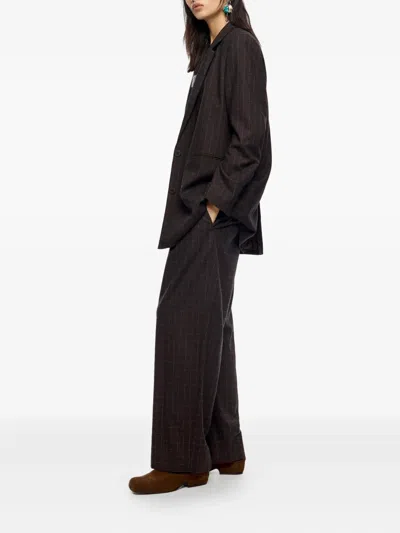 Bimba Y Lola Checked Tailored Jacket In Brown