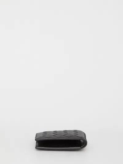 Bottega Veneta Black Bi-fold Wallet In Gold