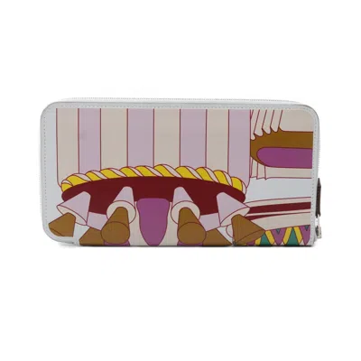 Pre-owned Hermes Silk'in Blue Multi-color Swift Leather Long Wallet (bi-fold) ()