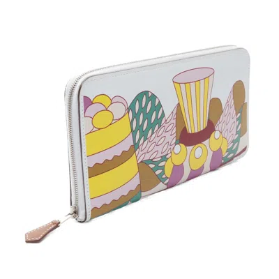 Pre-owned Hermes Silk'in Blue Multi-color Swift Leather Long Wallet (bi-fold) ()