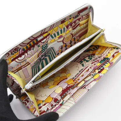 Pre-owned Hermes Silk'in Blue Multi-color Swift Leather Long Wallet (bi-fold) ()
