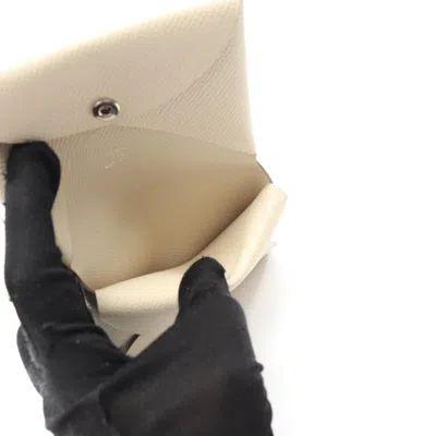 Pre-owned Hermes White Taurillon Clemence Leather Coin Purse/coin Case ()