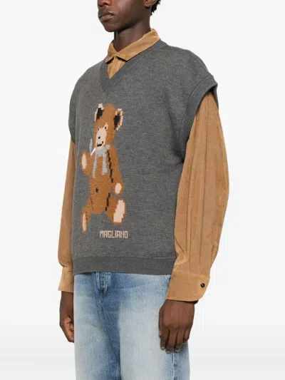 Magliano Wool Vest With Print In Gray