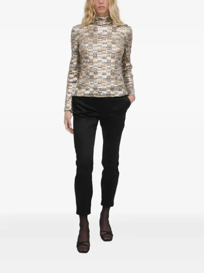 Rosetta Getty Sequin-embellished Turtleneck Top In Gold
