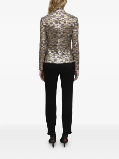 Rosetta Getty Sequin-embellished Turtleneck Top In Gold