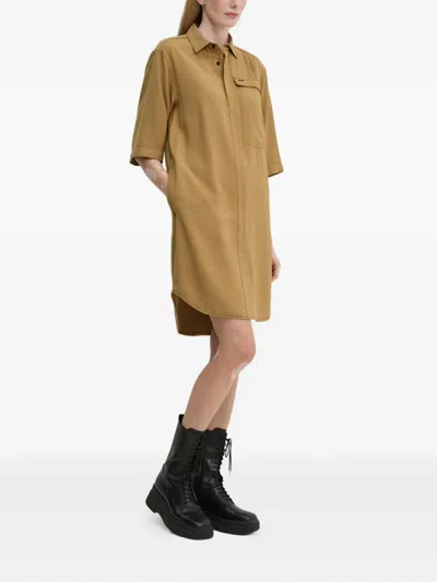 口袋翻领迷你连衣裙