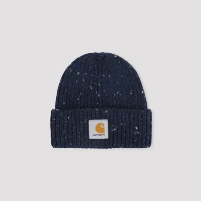 Carhartt Wip Speckled Jupiter Blue Wool Anglistic Beanie In Brown