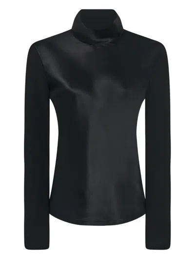 Rosetta Getty Mixed-media Turtleneck Top In Black