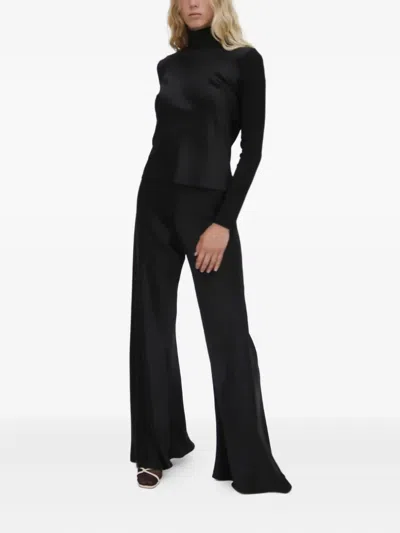 Rosetta Getty Mixed-media Turtleneck Top In Black