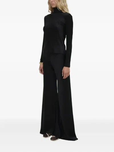 Rosetta Getty Mixed-media Turtleneck Top In Black