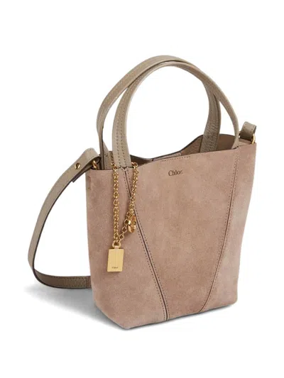 Chloé Small Suede Tote Bag With Gold-tone Hardware In Brown
